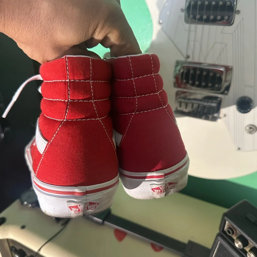 Vans Red and White High-Top Sneakers - Picture 3 of 6